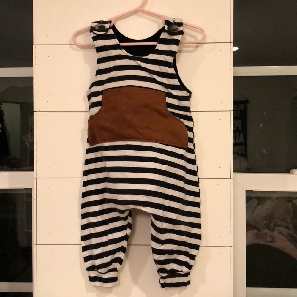 Unisex striped tank romper